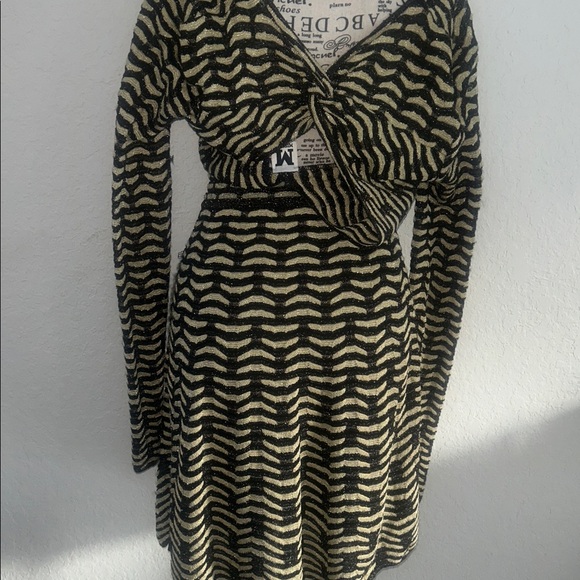 Preowned M Missoni Black and Gold Patterned Size L Dress - Picture 4 of 5